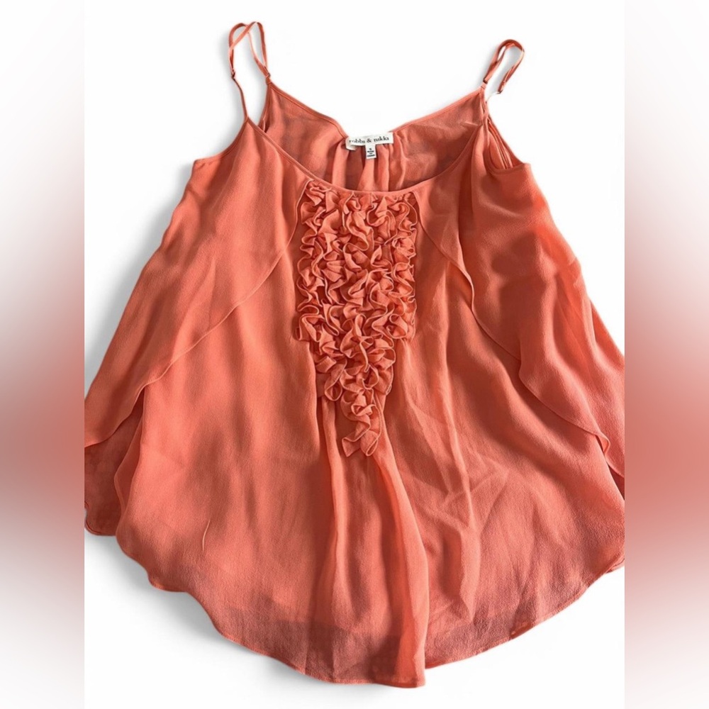 Pink Robbi & Nikki Blouse w/ Ruffle Detail 
Size Small